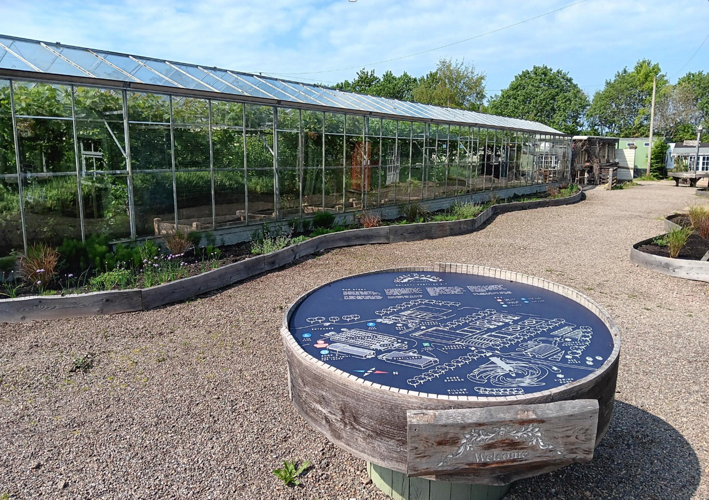 Secret Garden Distillery's new entrance for visitors to the garden, Cafe and tours situated at the foot of the Pentland Hills just outside Edinburgh