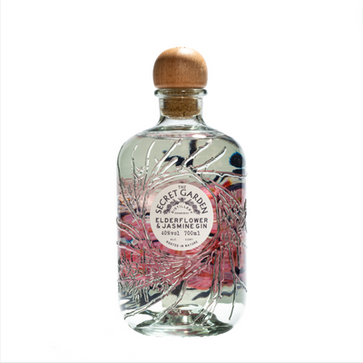 Elderflower and Jasmine Gin 70cl premium luxury gin from the Secret Garden Distillery