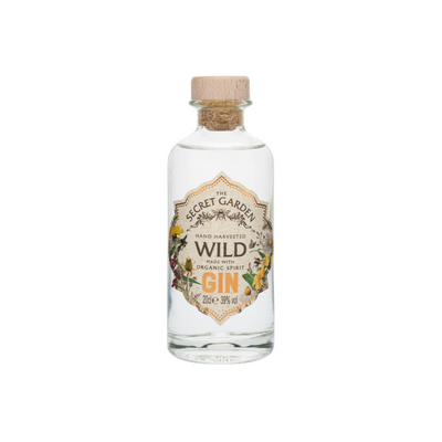 Secret Gardens wild gin made with organic spirit in our handy midi size 20cl bottle perfect for tasting premium luxury gin.