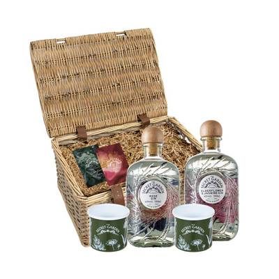 Secret Garden Distillery gift of gin in this delux hamper features award winning premium Rose Gin and popular gin Elderflower and Jasmine