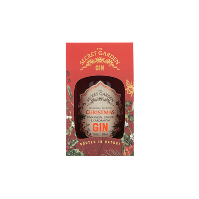 Xmas Gin in our 50cl signature red glass bottle in a red Christmas gin-gift box